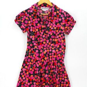 Vintage Another Thyme Dress Polka Dots Multicolor V-Neck Dress Retro Midi Sz 6